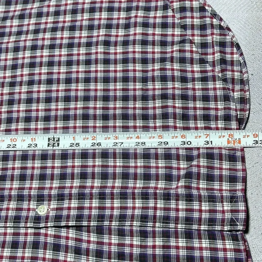 Ralph Lauren Red Plaid Button Down‎ Blake Cotton Shirt Men's Size Large